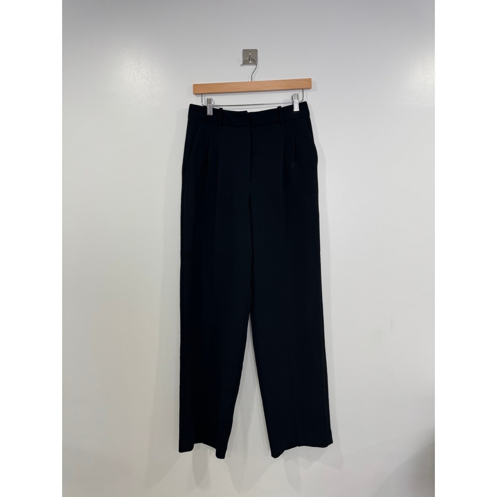 Aritzia Wilfred Women Black Effortless Pant Pleated Wide Leg Trousers Size 4